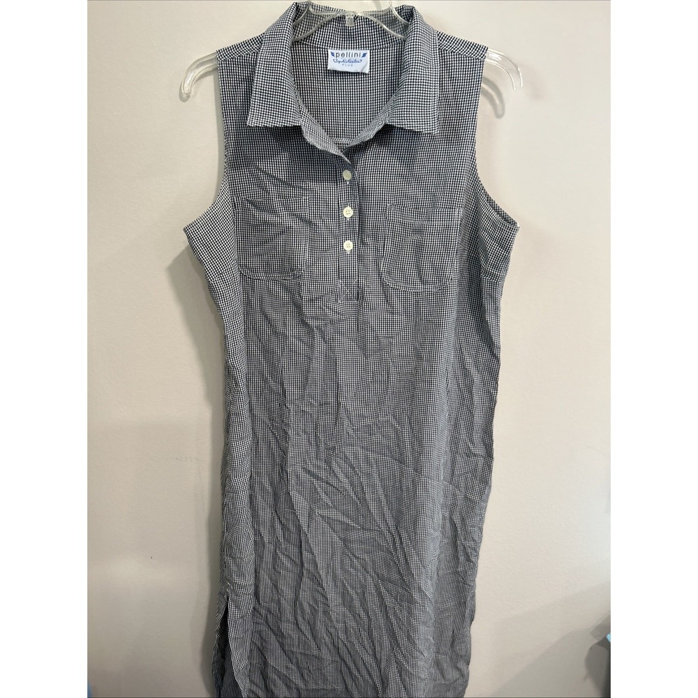 Pellini Plus 1X Black White Gingham Check Sleeveless Dress‎ With Collar